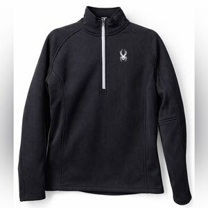 Spyder Men’s Black Half-Zip Pullover Sweater with White Zip Detail